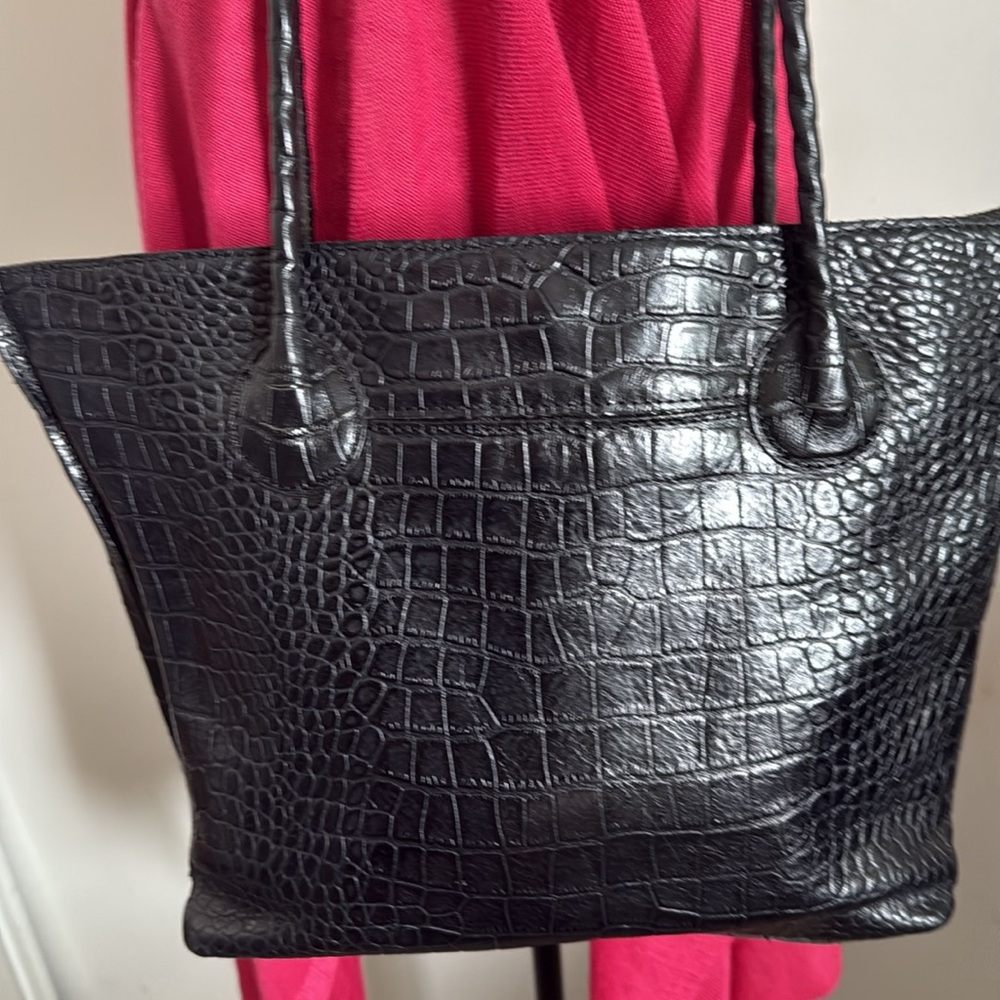 Patricia Nash Black Croc-Embossed Leather Tote - Picture 3 of 14